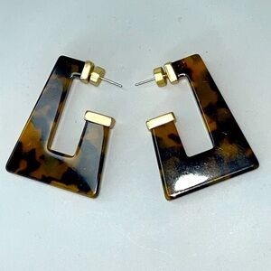 Chico's Leopard Animal Print Geometric Shaped Earrings Mobwife